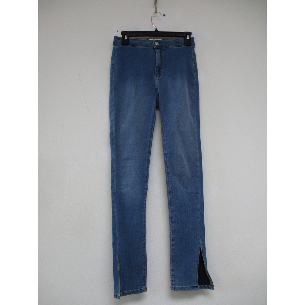 We The Free Skinny Jeans Women 26 Blue Split Hem Stretch Denim Seam Back